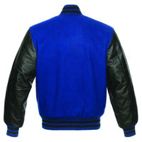 Veste universitaire bleu royal pour homme avec manches en cuir noir, col montant, vêtement décontracté pour l'automne