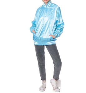 Chaqueta Varsity de Satén Personalizada al por Mayor para Hombre, con Cierre de Cremallera y Logotipo Frontal (Verificado por PayPal) - Product Image 1