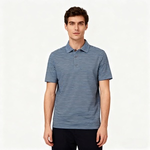 Polo de Punto a Rayas para Hombre, Manga Corta, Estilo Casual, Corte Regular, Diseño Azul Estampado - Product Image 4