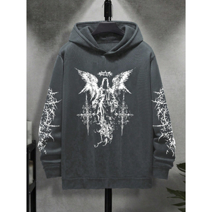 Customized 100% <b>Thick</b> Cotton Oversized <b>Hoodie</b> for <b>Men</b> Breathable Heavyweight Thermal Streetwear Printed Hooded Collar Winter - Product Image 2