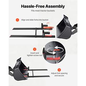 Fourches à palettes robustes de 2000 lb, longueur totale de 60 pouces, accessoires pour tracteurs, godet de chargeur, noir, pour chargeuse compacte, réglable - Product Image 5