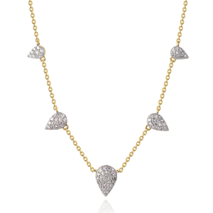 Collier pendentif de luxe en or 18 carats avec diamants, breloques en forme de poire et goutte d'eau, pour femme, à porter au quotidien - Product Image 1