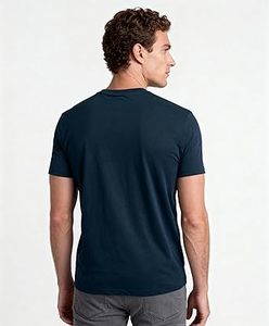 Camiseta de Algodón Azul Marino Lisa para Hombre, Manga Corta, Cuello Redondo, Corte Regular, Estilo Casual, Tejido Jersey, Color Sólido, Diseño Sencillo - Product Image 6