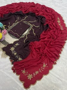 Sari de luxe Reglance Rangoli avec rembourrage froissé, travail lourd de broderie Khatli à la main, bordure multicouche, Pallu Buttas, Butta d'épaule - Product Image 5