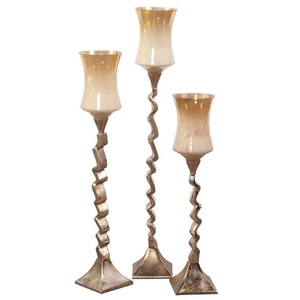 Elegant Zig-Zag Wavy Stem Candle Stand Set Gold Eco-Friendly Handmade Candlestick Holders for Christmas Home & Hotel Lobby Decor - Product Image 1