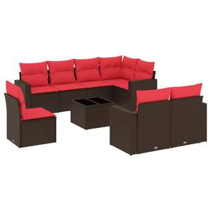 Juego de sofás de patio de ratán sintético marrón de 9 piezas con cojines, elegante colección de muebles para exteriores - Product Image 2