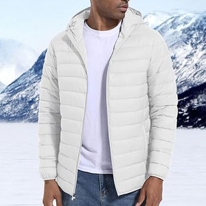 Unisex Quilted Puffer Coat with Hood Lightweight Water Repellent Windproof <b>Jacket</b> Snow Hiking Travel OEM Branding 100% Cotton - Product Image 3