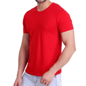 เสื้อยืดคอกลมแขนสั้นผู้ชาย สีแดง ทรงปกติ ผ้าโพลีเอสเตอร์ 100% ระบายอากาศได้ดี แบบลำลอง ผ้าเจอร์ซีย์ถักเนื้อนุ่ม - Product Image 3