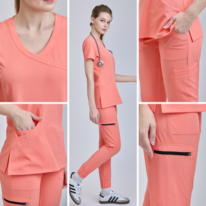 HOT SELLING Hospital Medical Clothing Rayon/PE/Spandex Canvas Fashionable floral medical <b>scrubs</b> sets women nurse <b>scrubs</b> wide leg - Product Image 6