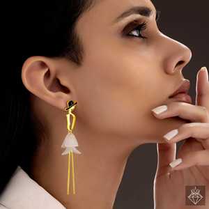PRAO Anti-deslustre White Gentlewoman Danglers Pendientes colgantes finos - Product Image 3