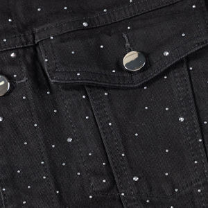 Factory-Made Men's 100% Cotton Denim <b>Jackets</b> Hot Selling High-Street Style with Custom Color <b>Rhinestone</b> Front Logo for Winter - Product Image 4