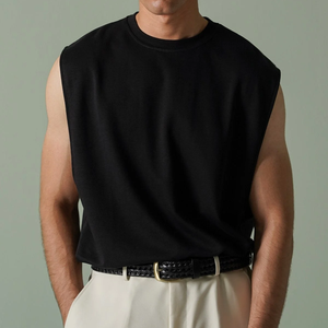 <b>Men</b> Plain <b>Black</b> <b>Tank</b> <b>Top</b> Sleeveless Gym Vest Breathable Cotton Polyester Athletic OEM Wholesale - Product Image 5