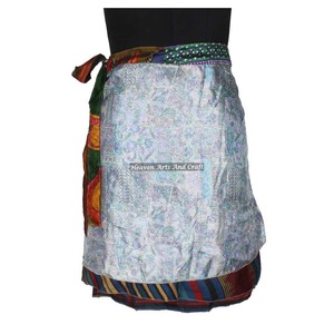 Short <b>Wrap</b> Magic Skirt Silk Gypsy Hippie Boho Indian Retro Paisley Silk Casual <b>Wrap</b> Short Skirt Women's Boho Print Casual <b>Beach</b> - Product Image 1