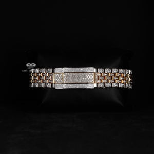 Reloj de Lujo con Diamantes Moissanite, Esfera Romana, Dos Tonos Amarillo y Blanco, Brazalete Jubilee, Estilo Hip Hop, Acero Inoxidable - Product Image 4