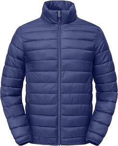 Veste matelassée à capuche bleu marine pour adultes, vêtement décontracté d'hiver, polyester, coupe ajustée, manteau chaud - Product Image 1