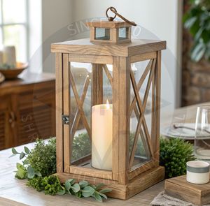 Farol de Jardín Moderno de Madera Plateada Hecho a Mano, Resistente al Calor, para Decoración de Bodas y Portavelas - Product Image 5