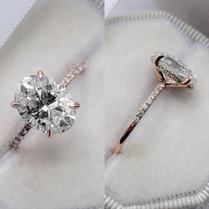 Anillo de compromiso de moissanita en oro de 14K con halo oculto, solitario, alternativa al diamante cultivado en laboratorio, anillo nupcial, regalo para ella - Product Image 2