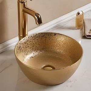 Lavabo de salle de bain en laiton décoratif de luxe, finition martelée, lavabo de comptoir haut de gamme pour la maison, l'hôtel, le restaurant, les designers d'intérieur - Product Image 1