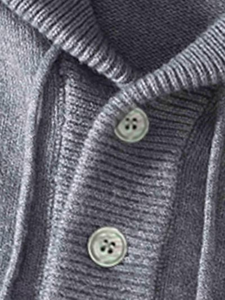 Men's Autumn Winter Knit Sweater Hooded Solid Color Loose Fit Button Pullover 100% Cotton Breathable Quick Dry Anti-Pilling - Product Image 3