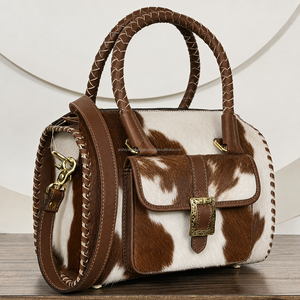 New Arrival Hair On Cowhide Leather Duffel Speedy Bags Genuine Leather <b>Handbags</b> for Women's Crossbody Travel Weekender Bags - Product Image 5