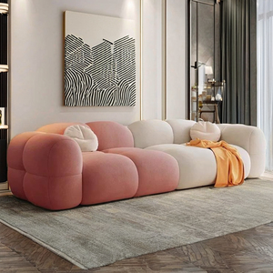 Yy22 hiện đại kem chuyển đổi sofa Puff màu rắn vải nhung kẻ ngồi có thể ngả đi văng với chân thẳng cho phòng khách bộ đồ nội thất - Product Image 5