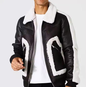 Chaqueta Bomber de Cuero Premium de Marca para Invierno, Transpirable, con Forro de Sherpa Cálido, Producción OEM Personalizada Lista para Enviar - Product Image 5
