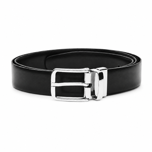 Cinturón de Cuero Genuino para Hombre, Cinturón Negro de Vestir con Hebilla de Aleación Plateada, Formal, Casual de Negocios, Duradero, Alta Resistencia, 3.5cm de Ancho - Product Image 1