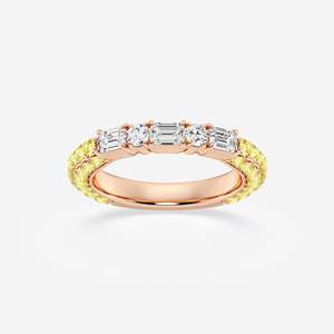 Women's Diamond Eternity Band Ring Emerald Cut Pave Setting Luxury Engagement Ring - Product Image 6