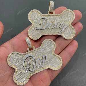 Colgante Personalizado para Perro, Colgante Iced Out, Colgante con Letra, Moissanita Auténtica, Colgante con Nombre Estilo Hip Hop, Colgante con Número, Colgante con Logotipo - Product Image 1