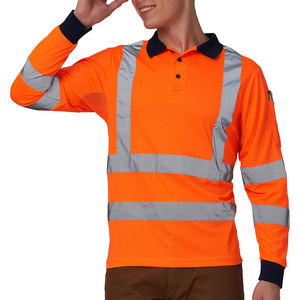 เสื้อกั๊กสะท้อนแสงสำหรับผู้ชาย แขนยาว เสื้อก่อสร้างแบบมองเห็นได้ชัดเจน เสื้อทำงานสีนีออนสะท้อนแสง แขนยาว - Product Image 1