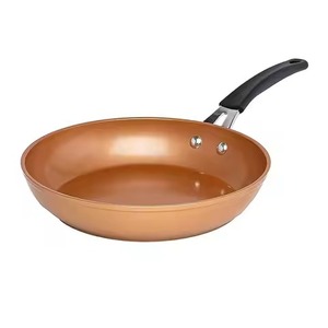 Featured Item Floral Embossed Brass <b>Frying</b> <b>Pan</b> Red Insulated Bakelite Long Handle Shallow Skillet Cookware for Dining - Product Image 4