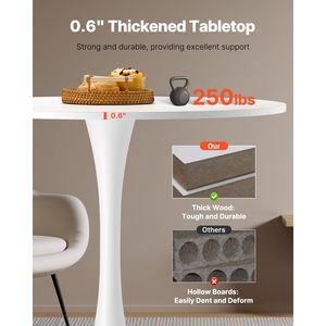 Tavolo da Pranzo Rotondo Moderno in Legno per 2-4 Persone, Base a Piedistallo da 31,5 Pollici, Assemblato - Product Image 3