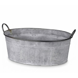 Cubo de hielo ovalado de metal galvanizado grande al por mayor con asas, enfriador de bebidas rústico estilo granja para fiestas, para cerveza - Product Image 1