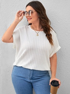 Women's <b>Black</b> Knitted Cap Sleeve T-Shirt O-Neck Loose Fit Solid Color Breathable Casual <b>Top</b> Spring <b>Summer</b> - Product Image 3