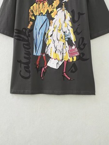 เสื้อยืดคอกลมสีเทา พิมพ์ลายด้านหน้า แขนสั้น สไตล์ลำลอง แฟชั่นสำหรับผู้หญิง เสื้อยืดคุณภาพสูงสำหรับผู้หญิง - Product Image 4