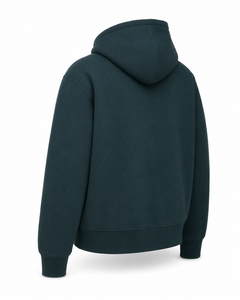 เสื้อฮู้ดดี้สีเขียวอมฟ้าเข้มแบบหนาพิเศษสำหรับผู้ชาย ผ้าฝ้ายฟลีซ 100% มีเชือกผูก กระเป๋าจิงโจ้  รับผลิตแบบ OEM ODM ขายส่ง - Product Image 4