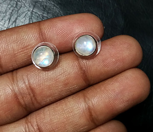 Pendientes de Piedra Lunar Arcoíris Natural, Estilo Bohemio, Plata de Ley 925, Hechos a Mano, Certificados por Terceros, para Mujeres y Niñas - Product Image 4
