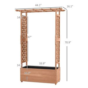 Fioriera da Esterno in Legno Alta 180 cm con Tetto a Traliccio per Piante Rampicanti e Fiori Pendenti - Elegante Design per Orto Rialzato - Product Image 6