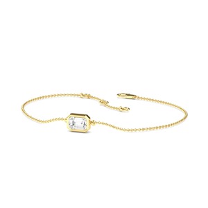 Emerald Cut Bezel <b>Set</b> Lab Grown Diamond Solitaire Chain Bracelet 0.50 CTW 9K Rose Gold - Product Image 6