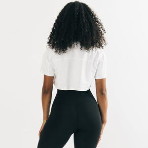 Ofertas Calientes Nueva Moda Camiseta Corta para Mujer Personaliza Tu Diseño Alta Calidad 100% Algodón Transpirable con Logotipo Sólido - Product Image 2