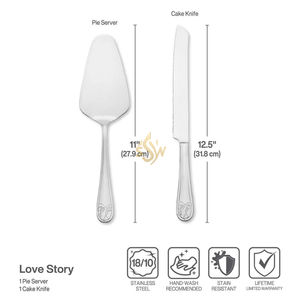 Juego de Cuchillo y Servidor de Pastel de Acero Inoxidable, Diseño Moderno y Elegante, de Lujo, el Más Vendido, para Bodas y Cumpleaños - Product Image 4