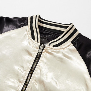 Wholesale Custom <b>Canvas</b> Bomber <b>Jacket</b> with Stand Collar and Front Logo Embroidered Satin Lining for Men - Product Image 3