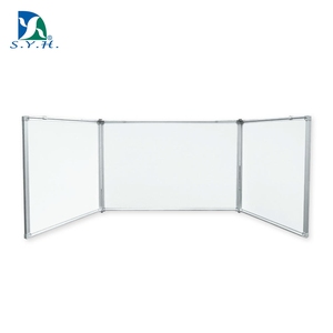 <b>Wall</b>-Mounted Multi-Panel Folding Writing Board with Aluminum Frame and Custom Green Surface - Product Image 1