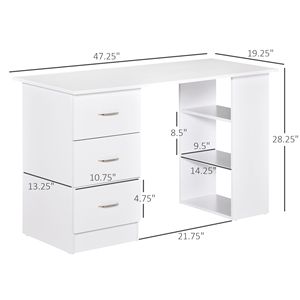 "Modern 47" Home Office Desk with 3 Drawers & Storage Shelf-Laptop/<b>Computer</b> <b>Table</b>" - Product Image 3