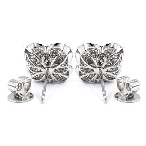 Custom Made Trendy Gift 18K Solid White Gold Natural Diamond Round Shape Modern Earring Stud for Women - Product Image 3