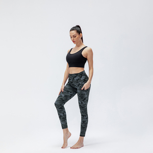 <b>Women</b> High Waist Solid Yoga <b>Leggings</b> Full Length Spandex Polyester Four-Way Stretch <b>Compression</b> Elastic Waist Pockets Sports - Product Image 6