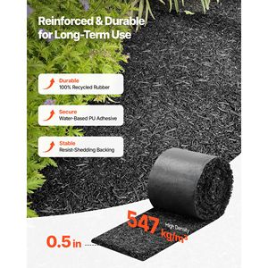 2 <b>Rolls</b> Recycled Rubber Mulch <b>Mat</b> 140 X 4.5 in Natural Looking Flower Barrier Border Permanent Edging for Landscaping & Decking - Product Image 2