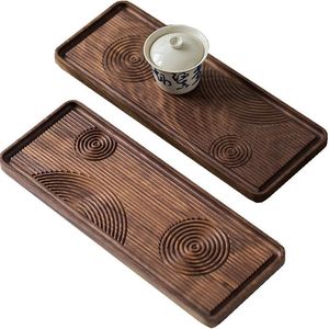 JUNJI Customizable <b>Bamboo</b> Square Nesting Serving Trays Rectangular Shape with Cut Handles for Kitchen & Bathroom Use - Product Image 3