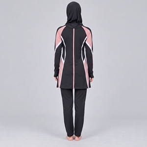 Ensemble Burkini Modeste 3 Pièces avec Bas Échancré, Matière Écologique, Fermetures Éclair Avant, Logo – Ensemble Burkini Modeste Complet 3 Pièces pour Femme - Product Image 2