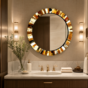 Miroir mural avec cadre en corne incrusté indien |   Miroir suspendu de style Art Déco |   Miroir décoratif de style farmhouse, nautique et plage, de qualité supérieure - Product Image 2